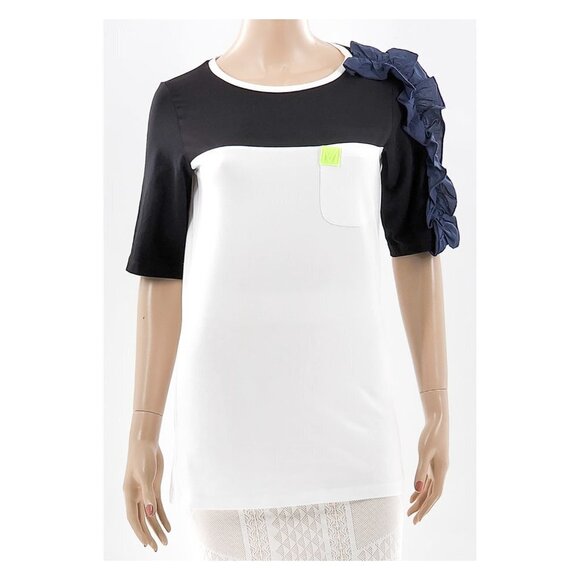 MARINA RINALDI NWT Veggia Ruffle Color Block T-Shirt - Picture 1 of 10